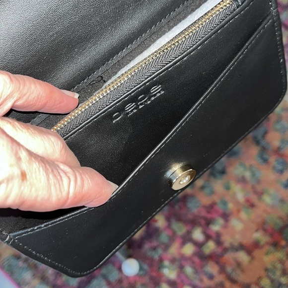 Bebe Crossbody Clutch Bag vegan leather, gold tone HW braided chain added NWT - Picture 8 of 15